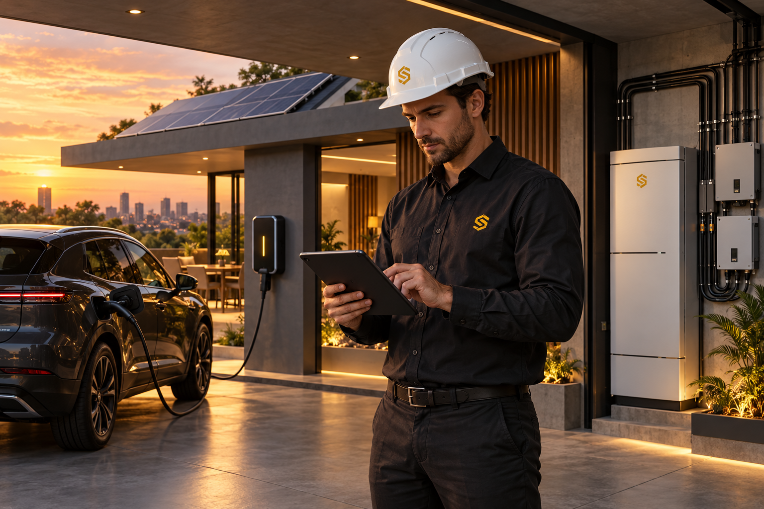 Engenheiro da Siano integrando projeto elétrico, energia solar, BESS e recarga veicular